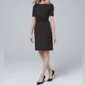 WHBM Side-Tie Knit Shift Dress Size Medium Color Black